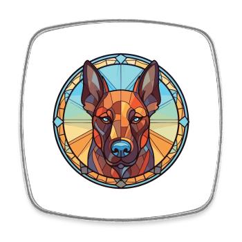 Belgian Shepherd Malinois Dog Breed Watercolor - Square fridge magnet - white - Front