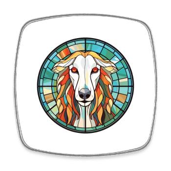 Borzoi Dog Breed Colorful Watercolor Illustration - Square fridge magnet - white - Front