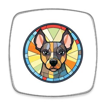Terrier brésilien chien race aquarelle colorée - Magnet carré - blanc - Devant