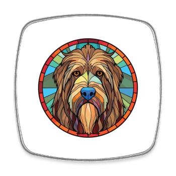 Briard Dog Breed Colorful Watercolor Illustration - Square fridge magnet - white - Front