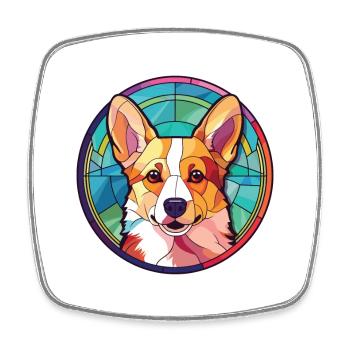 Corgi chien race coloré aquarelle illustration - Magnet carré - blanc - Devant