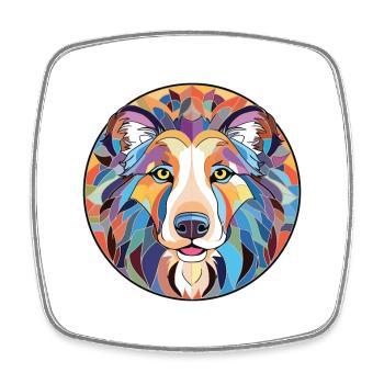 Kroatischer Schäferhund Hunderasse buntes Aquarell - Viereckiger Kühlschrankmagnet - Weiß - Vorne