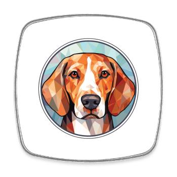 Englische Foxhound-Hunderasse Aquarell-Illustration - Viereckiger Kühlschrankmagnet - Weiß - Vorne