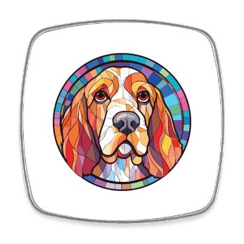 Basset Griffon Vend Grand chien race aquarelle - Magnet carré - blanc - Devant