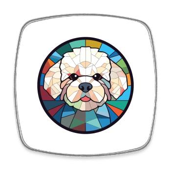 Bichon frisé chien race aquarelle Illustration - Magnet carré - blanc - Devant