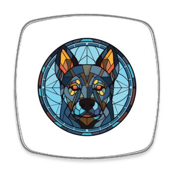 Schwarzes norwegischer Elchhund Hunderasse Aquarell - Viereckiger Kühlschrankmagnet - Weiß - Vorne
