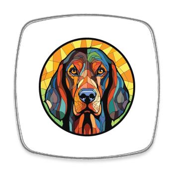 Noir et Tan Coonhound chien race verre aquarelle - Magnet carré - blanc - Devant
