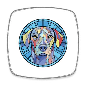 Blaue Spitzenhunderasse Aquarellglas-Illustration - Viereckiger Kühlschrankmagnet - Weiß - Vorne