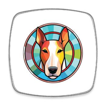 Bull Terrier chien race aquarelle Illustration - Magnet carré - blanc - Devant