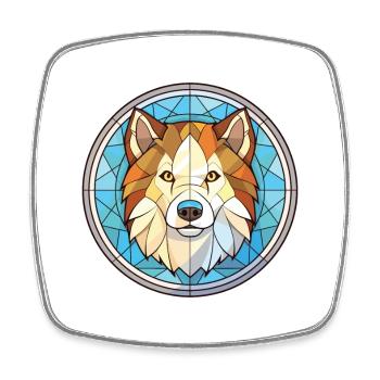 Canadian Eskimo Dog Breed Watercolor Illustration - Square fridge magnet - white - Front
