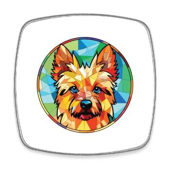 Australian Silky Terrier Dog Breed Watercolor - Square fridge magnet - white - Front