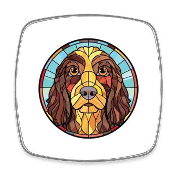 Barbet Dog Breed Colorful Watercolor Illustration - Square fridge magnet - white - Front