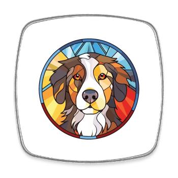 Cumberland chien de berger chien race aquarelle colorée - Magnet carré - blanc - Devant