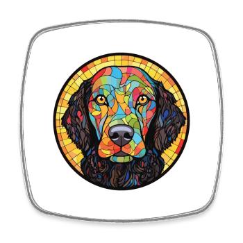 Lockig beschichtetes Retriever-Hunderassen-Aquarellglas - Viereckiger Kühlschrankmagnet - Weiß - Vorne