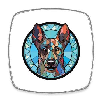 Dutch Shepherd Dog Breed Watercolor Illustration - Square fridge magnet - white - Front