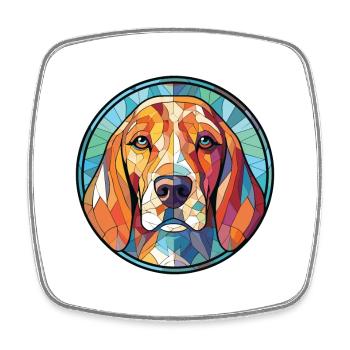 Finnish Hound Dog Breed Watercolor Illustration - Square fridge magnet - white - Front