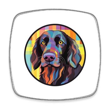 Verre aquarelle de race de chien Retriever enduit plat - Magnet carré - blanc - Devant