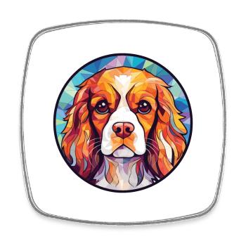 Cavalier King Charles Spaniel chien race aquarelle - Magnet carré - blanc - Devant