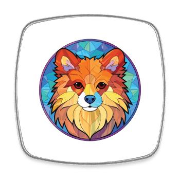 German Spitz Dog Breed Watercolor Illustration - Square fridge magnet - white - Front