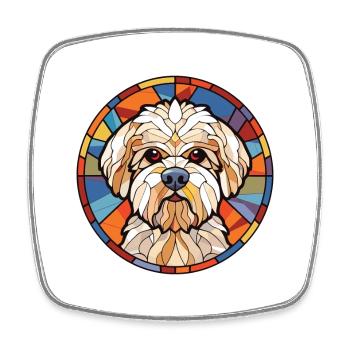 Dandie Dinmont Terrier Dog Breed Watercolor Glass - Square fridge magnet - white - Front