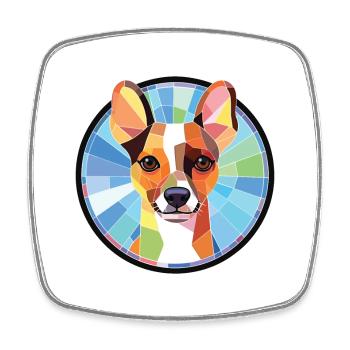 Decker Rat Terrier chien race aquarelle colorée - Magnet carré - blanc - Devant