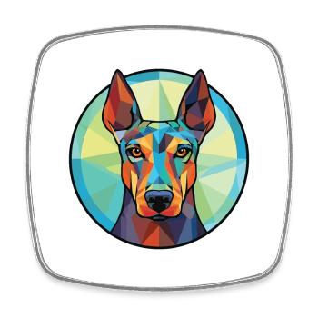Dobermann Hunderasse Aquarell Glas Illustration - Viereckiger Kühlschrankmagnet - Weiß - Vorne