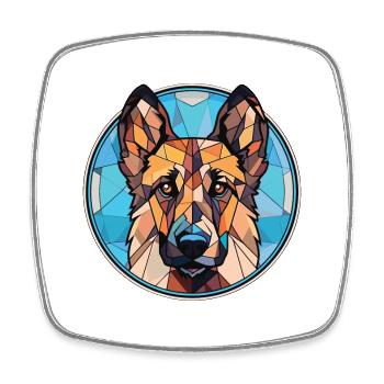 Berger d’Europe de l’Est race chien aquarelle verre - Magnet carré - blanc - Devant