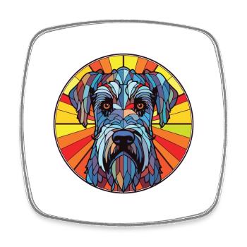 Riesenschnauzer Hunderasse Aquarell Illustration - Viereckiger Kühlschrankmagnet - Weiß - Vorne