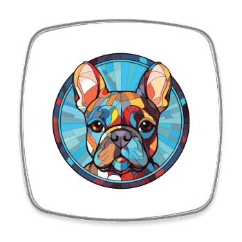 Bouledogue Français chien race aquarelle Illustration - Magnet carré - blanc - Devant