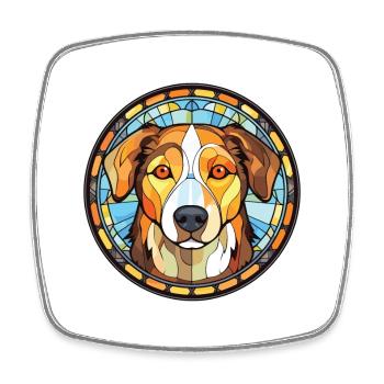 Berger géorgien chien race aquarelle colorée - Magnet carré - blanc - Devant