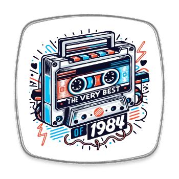 1984 Vintage Jahrgang Geburtstag Retro Geschenk - Viereckiger Kühlschrankmagnet - Weiß - Vorne