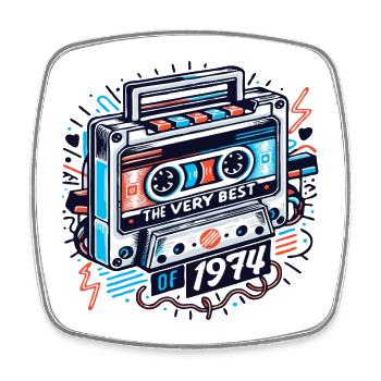 geburtstag very best of 1974 retro - Viereckiger Kühlschrankmagnet - Weiß - Vorne
