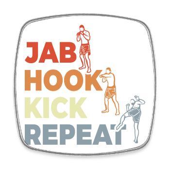 Jab Hook Kick Repeat - Viereckiger Kühlschrankmagnet - Weiß - Vorne