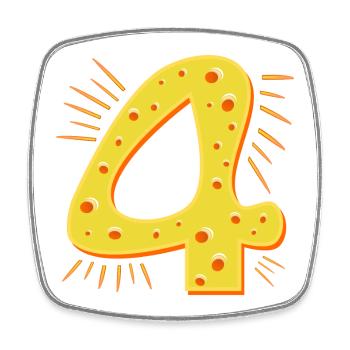 NUMÉRO 4 ANS - FROMAGE QUATRE ANS - Magnet carré - blanc - Devant
