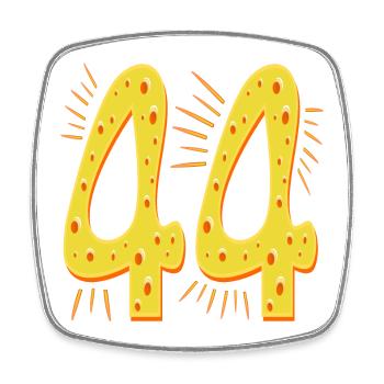 Numéro 44 ans - Fromage d’anniversaire quarante-quatre - Magnet carré - blanc - Devant