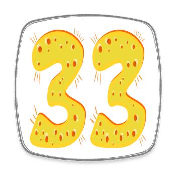 Zahl 33 - Dreiunddreißig - 33. Geburtstag KÄSE - Viereckiger Kühlschrankmagnet - Weiß - Vorne
