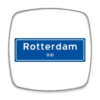 Rotterdam 010 Ortsschild - Viereckiger Kühlschrankmagnet - Weiß - Vorne