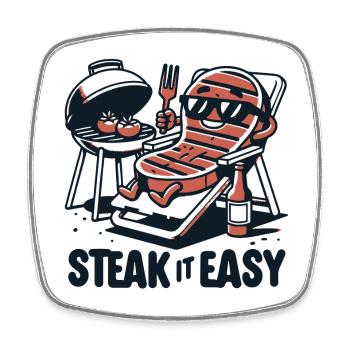 steak it easy grillen grill geschenk lustig chill - Viereckiger Kühlschrankmagnet - Weiß - Vorne