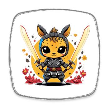 Ninja Giraffe #2 - Square fridge magnet - white - Front