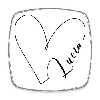 Lucia Name Herzlinie - Viereckiger Kühlschrankmagnet - Weiß - Vorne