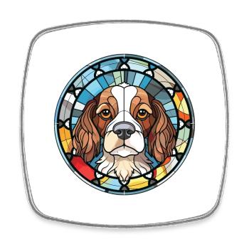 Grand Anglo Francais Blanc Et Noir Dog Watercolor - Square fridge magnet - white - Front