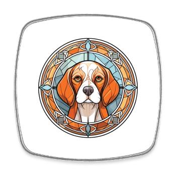 Grand Anglo Francais Blanc Orange Dog Watercolor - Square fridge magnet - white - Front