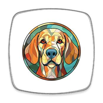 Grande Pyrénées chien race aquarelle Illustration - Magnet carré - blanc - Devant