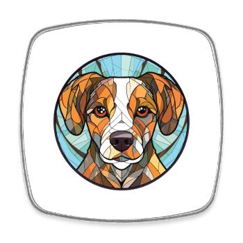 Havenese chien race aquarelle verre Illustration - Magnet carré - blanc - Devant