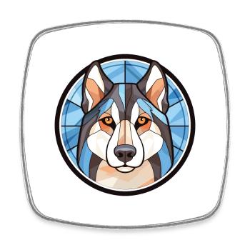 Husky-Hunderasse Bunte Aquarell-Illustration - Viereckiger Kühlschrankmagnet - Weiß - Vorne