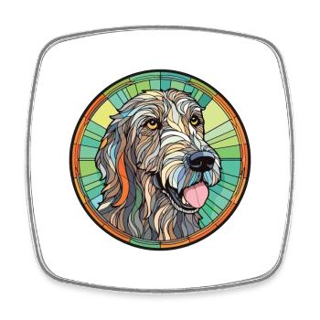 Irish Wolfhound chien race aquarelle Illustration - Magnet carré - blanc - Devant
