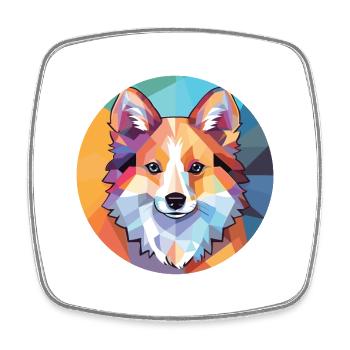 Icelandic Sheepdog Dog Breed Colorful Watercolor - Square fridge magnet - white - Front