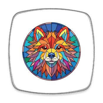 Illustration à l’aquarelle de race de chien de spitz indien - Magnet carré - blanc - Devant
