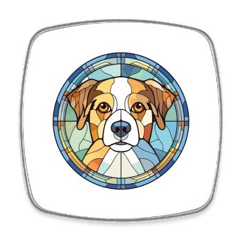 Hokkaido Ken Dog Breed Watercolor Illustration - Square fridge magnet - white - Front