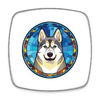 Husky-Hunderasse Bunte Aquarell-Illustration - Viereckiger Kühlschrankmagnet - Weiß - Vorne